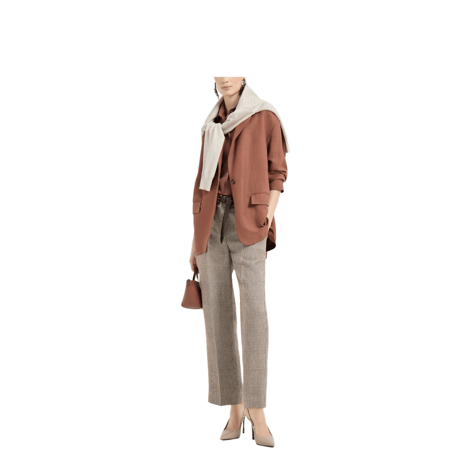 Brunello Cucinelli Fluid Viscose and Linen Twill Jacket with Jewellery