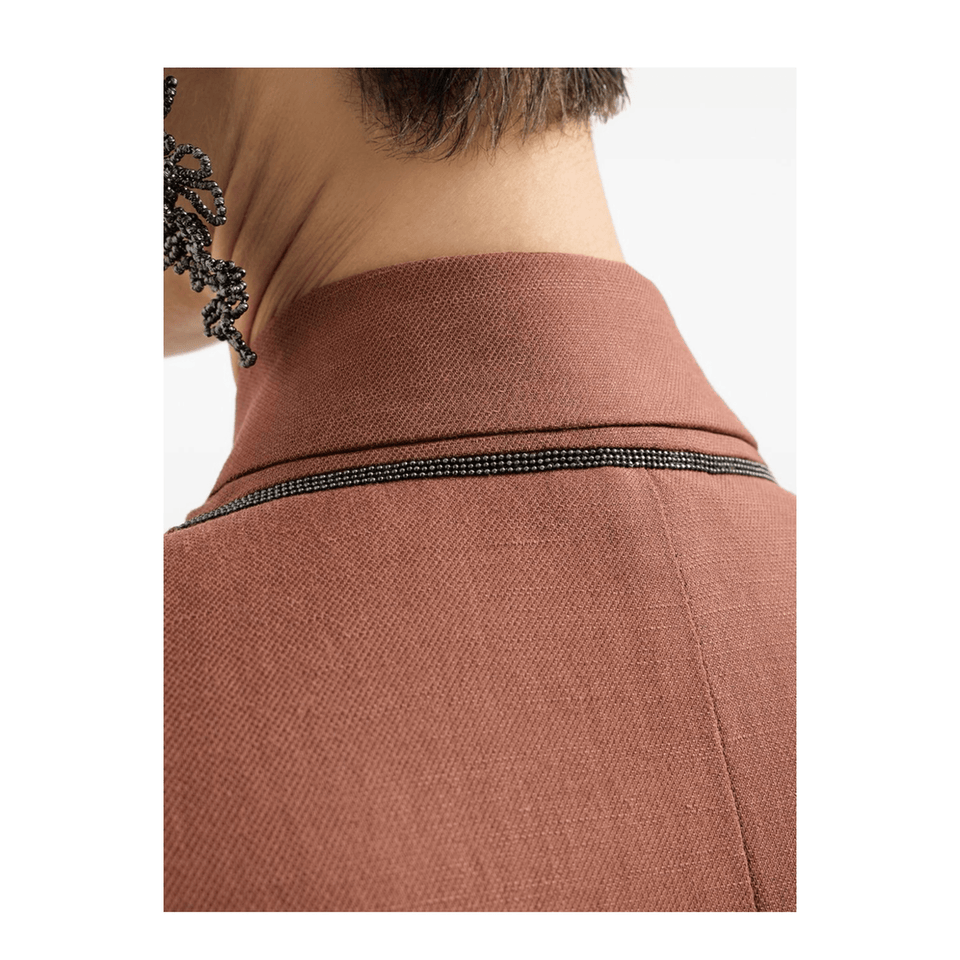 Brunello Cucinelli Fluid Viscose and Linen Twill Jacket with Jewellery