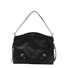 Givenchy Voyou Medium Shiny Leather Shoulder Bag - Black