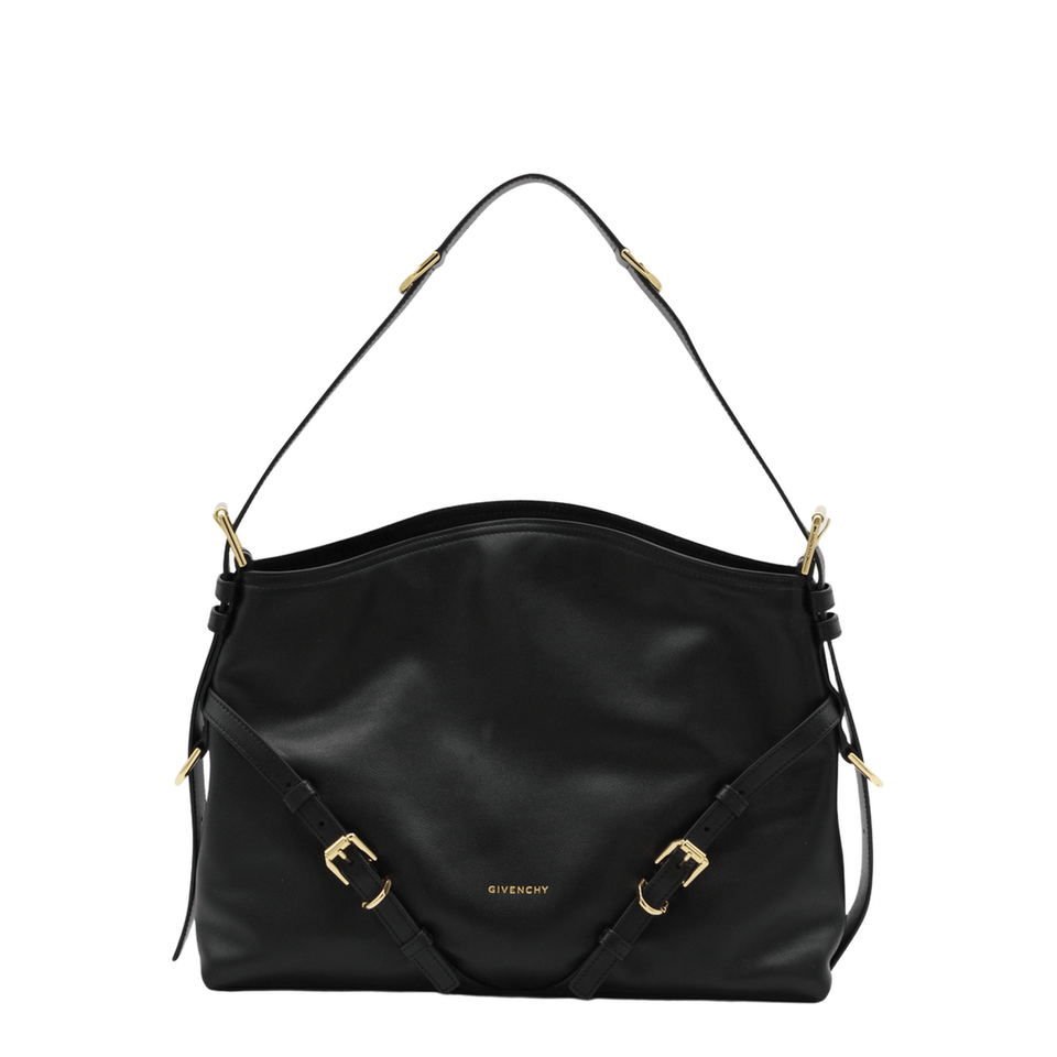Givenchy Voyou Medium Shiny Leather Shoulder Bag - Black