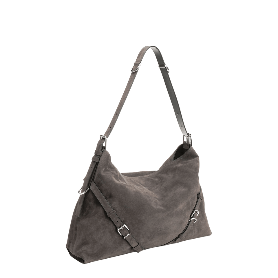 Givenchy Voyou Large Calf Leather Shoulder Bag - Dark Grey