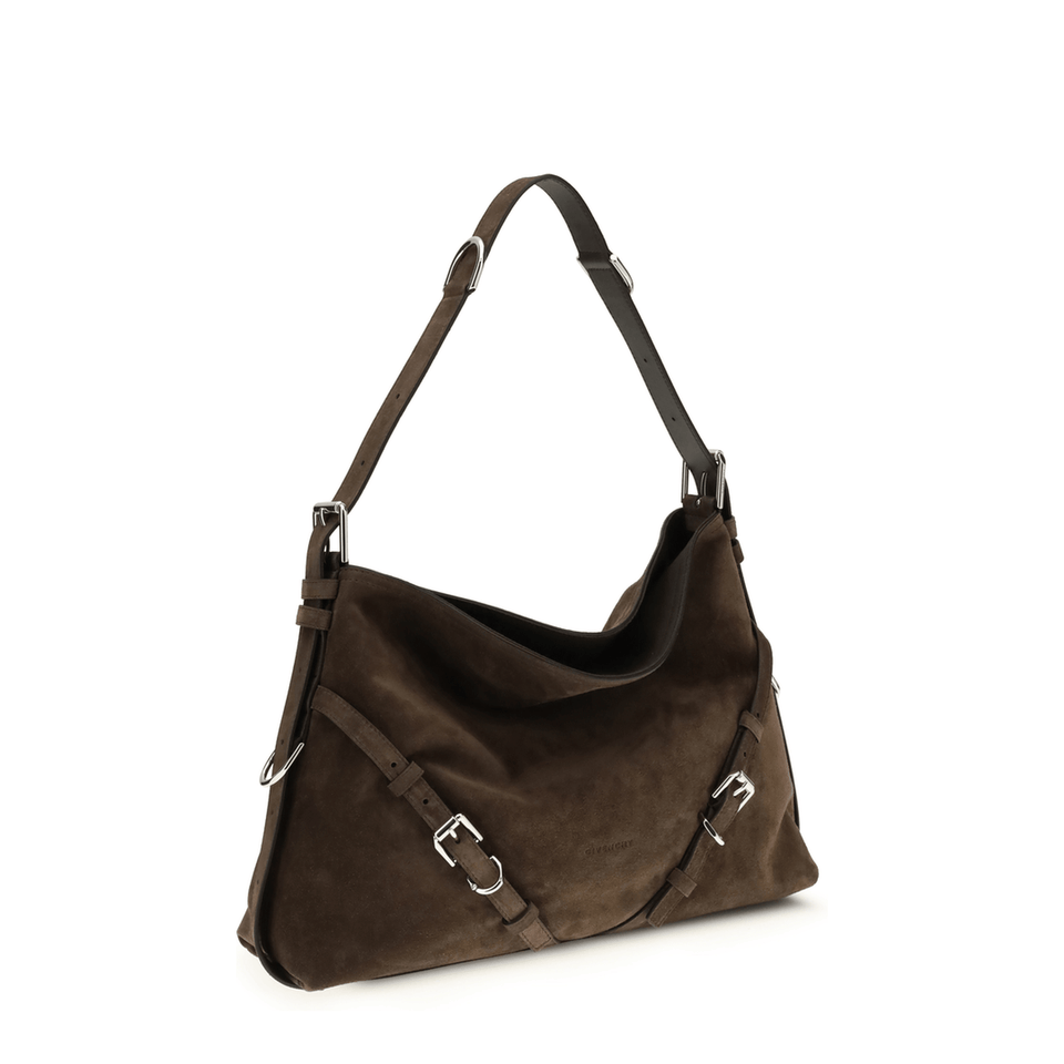 Givenchy Voyou Medium Calf Suede Shoulder Bag - Ebony Brown