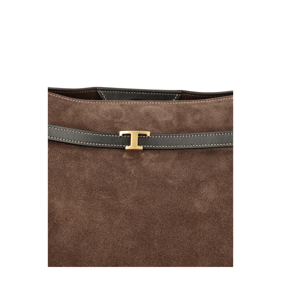 Tod's T Timeless Medium Leather Tote Bag - Brown