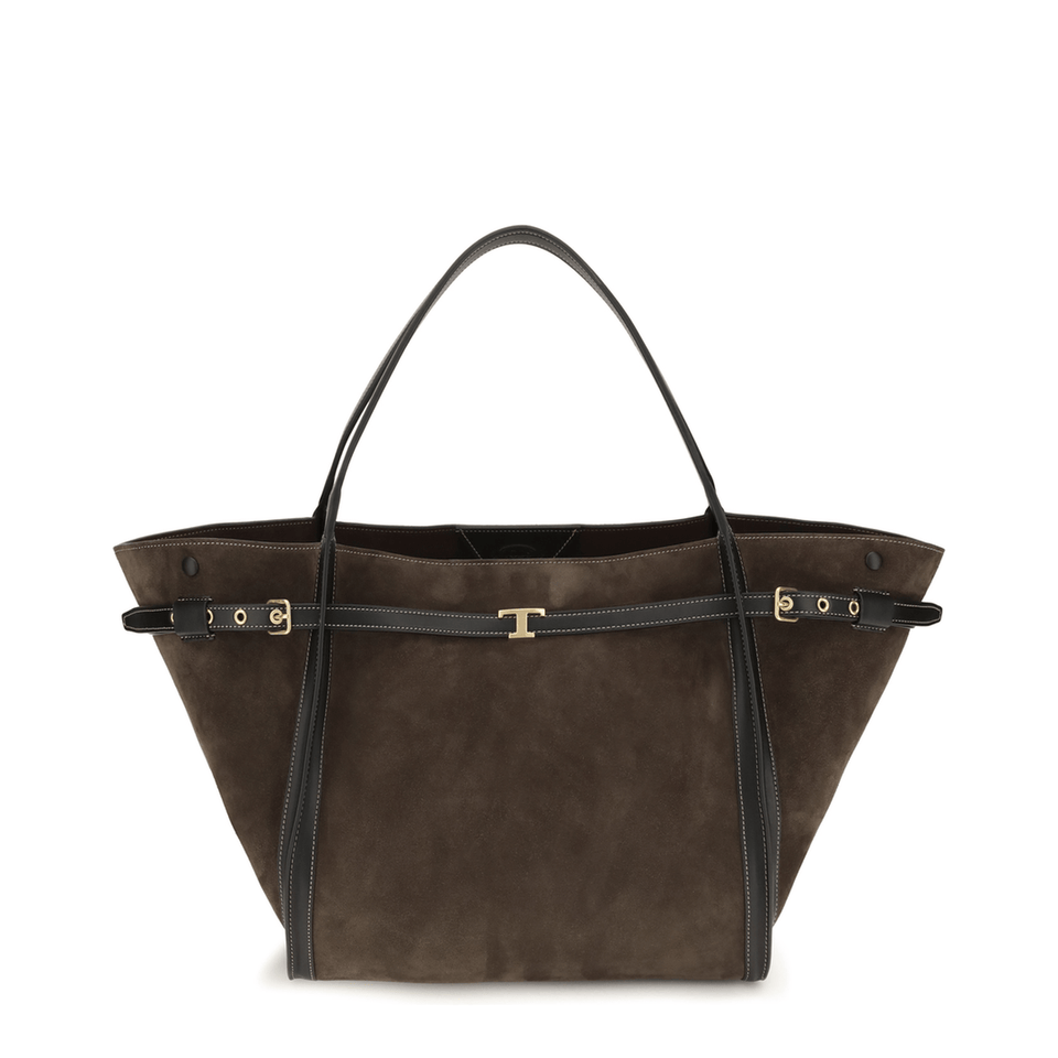 Tod's T Timeless Medium Calfskin Tote - Brown