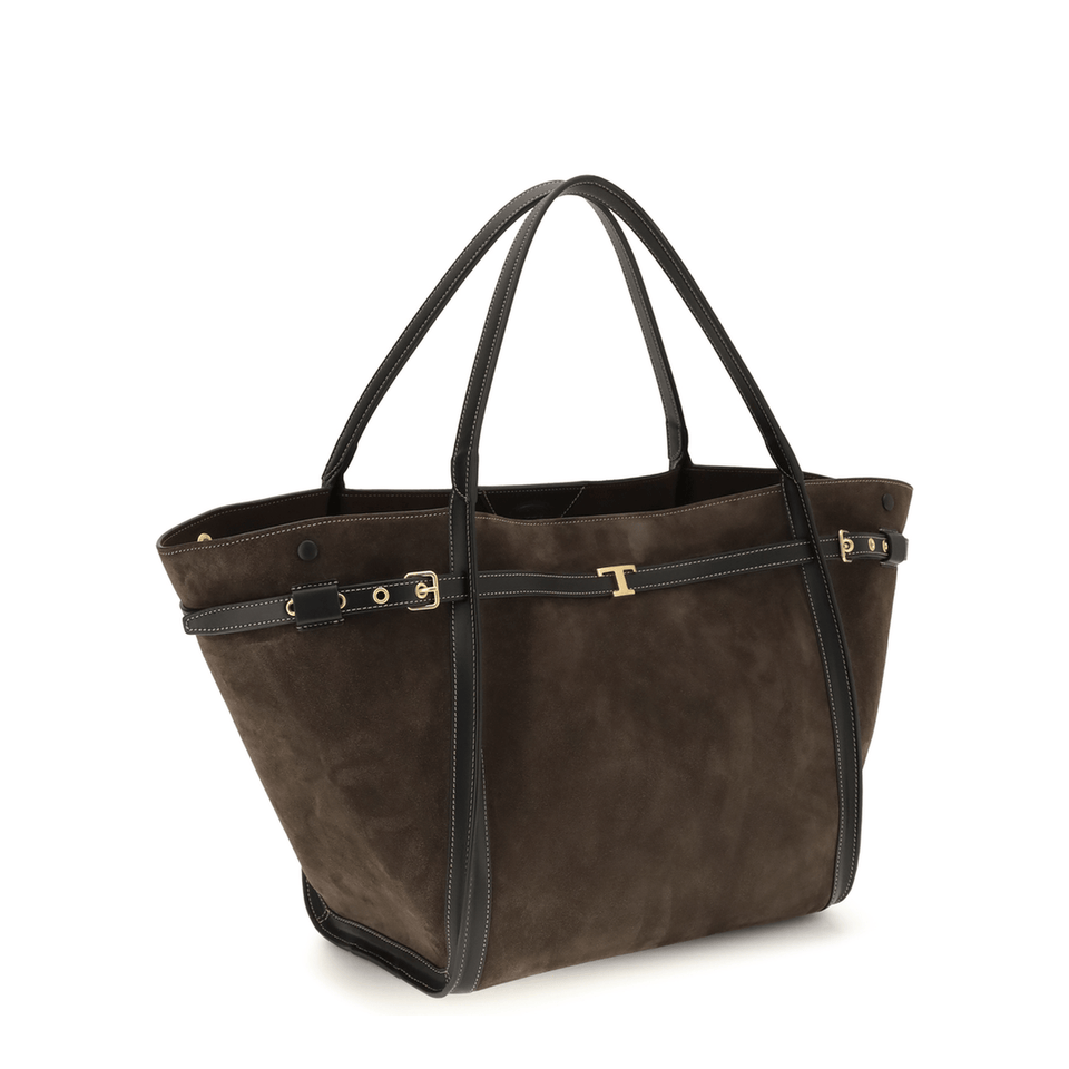 Tod's T Timeless Medium Calfskin Tote - Brown