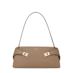 Ferragamo Hug Soft Medium Leather Shoulder Bag - Warm Taupe Dusty Pink