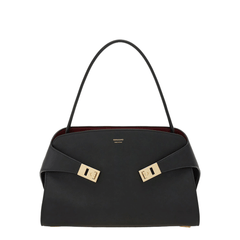 Ferragamo Hug Soft Medium Calfskin Shoulder Bag - Nero/Borgogna