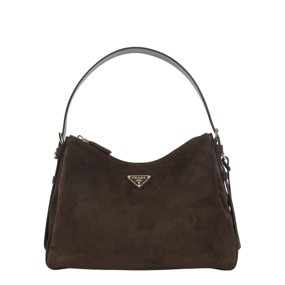 Prada Suede Shoulder Bags - Brown