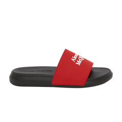 Alexander McQueen Logo Pool Slides Lust Red