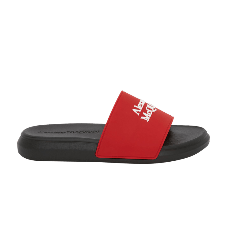 Alexander McQueen Logo Pool Slides Lust Red