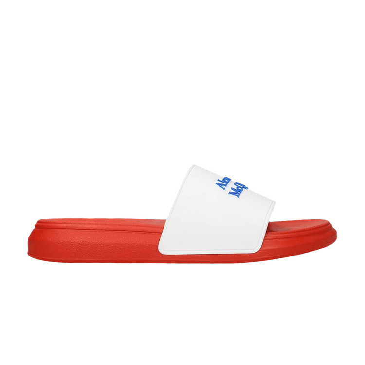 Alexander McQueen Logo Pool Slides White Orange