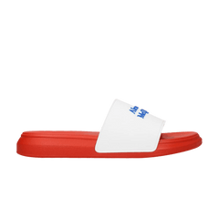 Alexander McQueen Logo Pool Slides White Orange