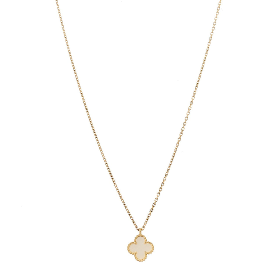 Van Cleef & Arpels 18K Yellow Gold Mother of Pearl Sweet Alhambra Pendant Necklace