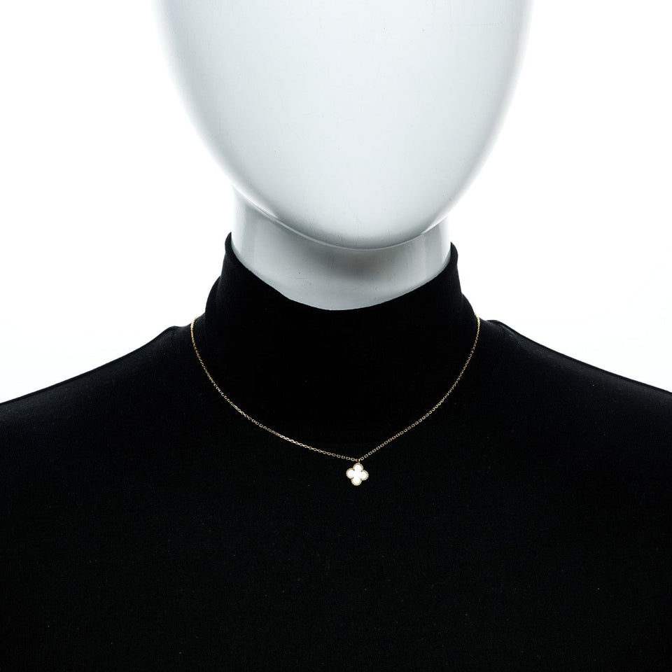 Van Cleef & Arpels 18K Yellow Gold Mother of Pearl Sweet Alhambra Pendant Necklace