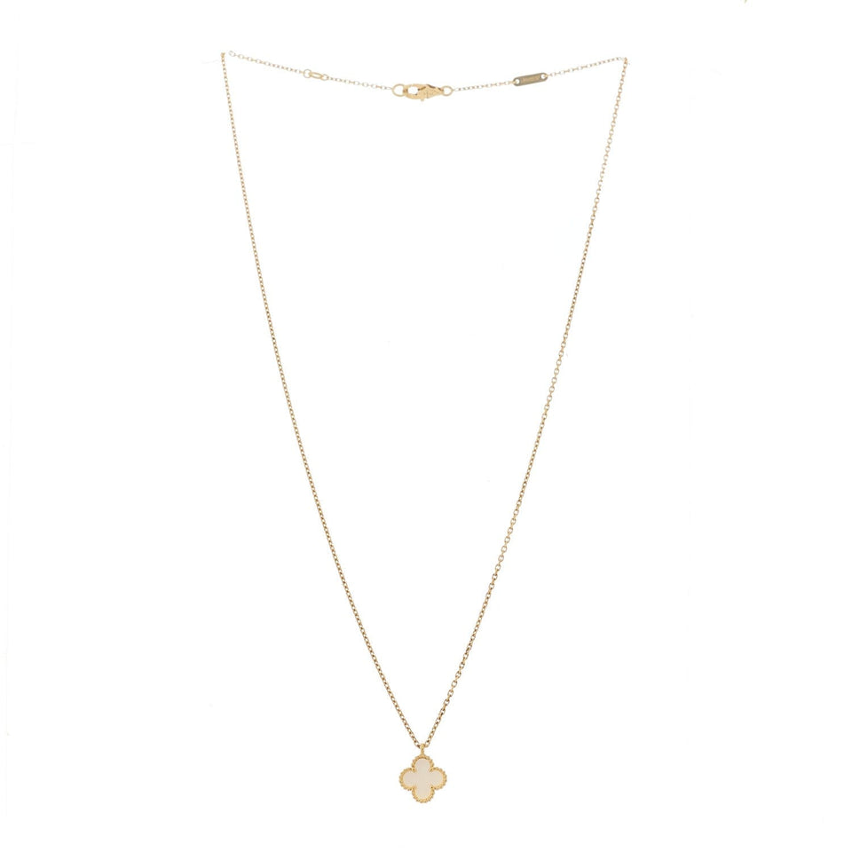 Van Cleef & Arpels 18K Yellow Gold Mother of Pearl Sweet Alhambra Pendant Necklace