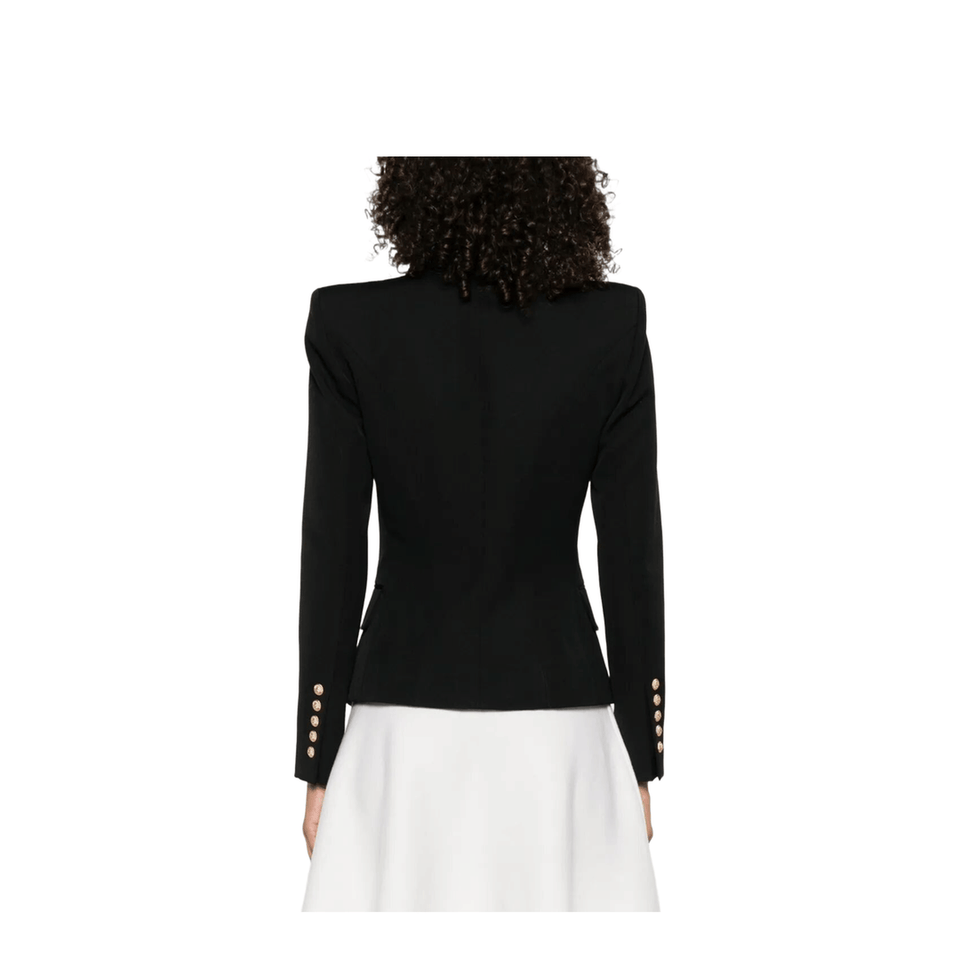 Balmain Double - Breasted Wool Blazer Black
