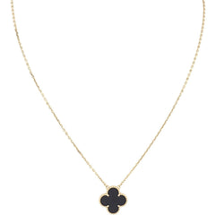 Van Cleef & Arpels Vintage Alhambra Onyx 18k Yellow Gold Pendant Necklace