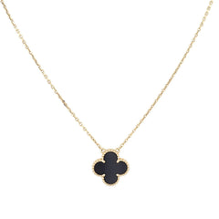Van Cleef & Arpels Vintage Alhambra Onyx 18k Yellow Gold Pendant Necklace