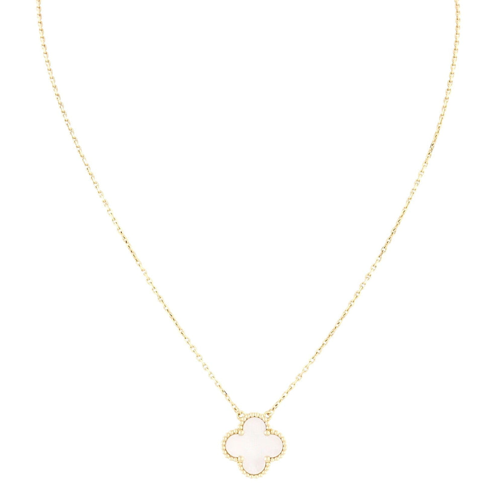 Van Cleef & Arpels Vintage Alhambra Mother of Pearl 18k Yellow Gold Necklace
