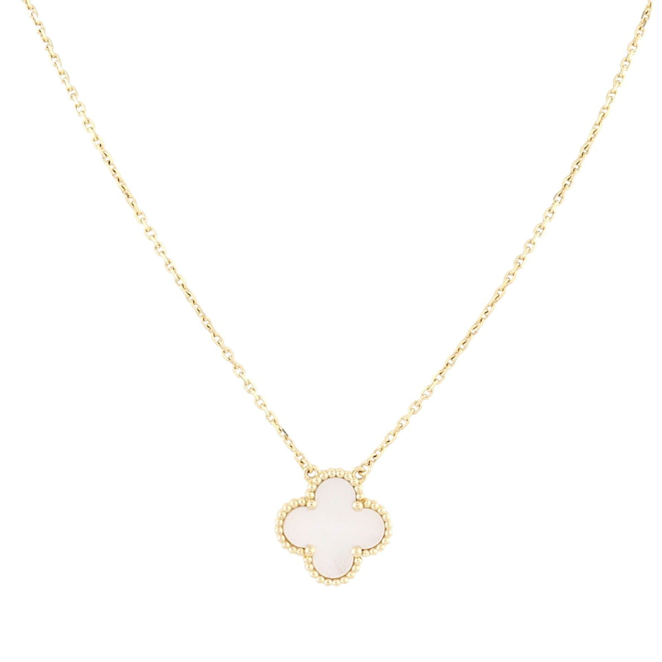 Van Cleef & Arpels Vintage Alhambra Mother of Pearl 18k Yellow Gold Necklace
