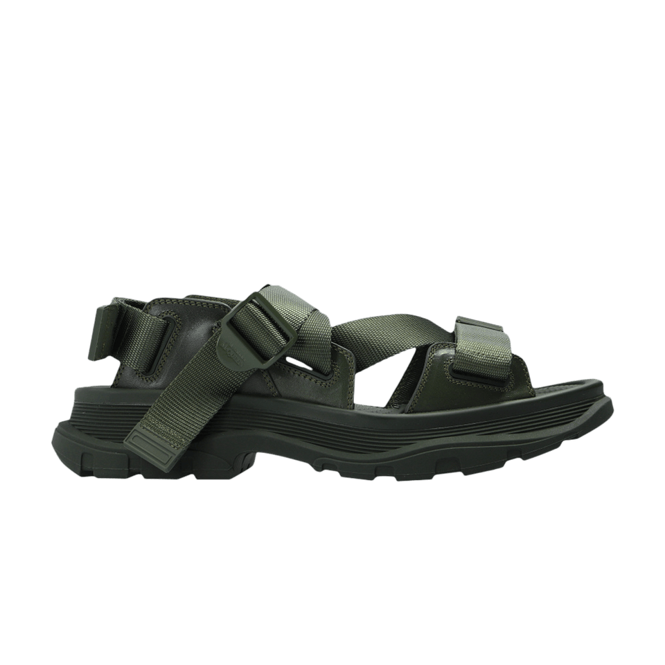 Alexander McQueen Strappy Leather Sport Sandal Khaki