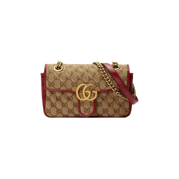 Gucci GG Marmont Mini Bag Beige/Ebony/New Cherry Red