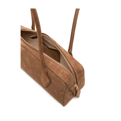 Alaia Le Teckel Medium Suede Shoulder Bag - Terre d'ombre / Foliage brown