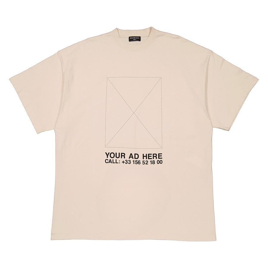 Balenciaga Your Ad Here Chalky White Oversized Logo Cotton T-Shirt