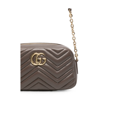 GG Marmont Small Matelassé Chevron Nappa Leather Crossbody Bag - Dark Taupe
