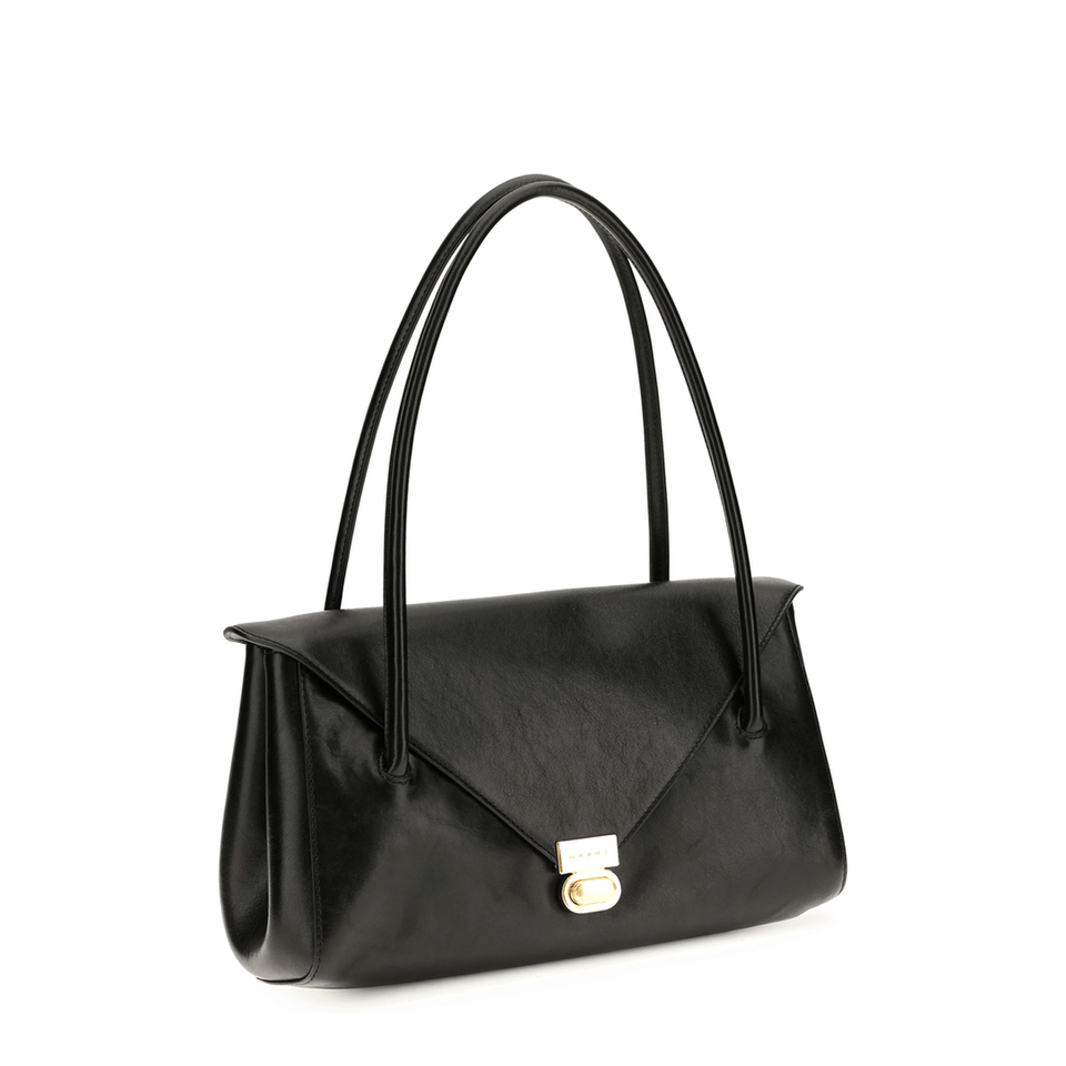 Marni East West Calf Leather Shoulder Bag - Black