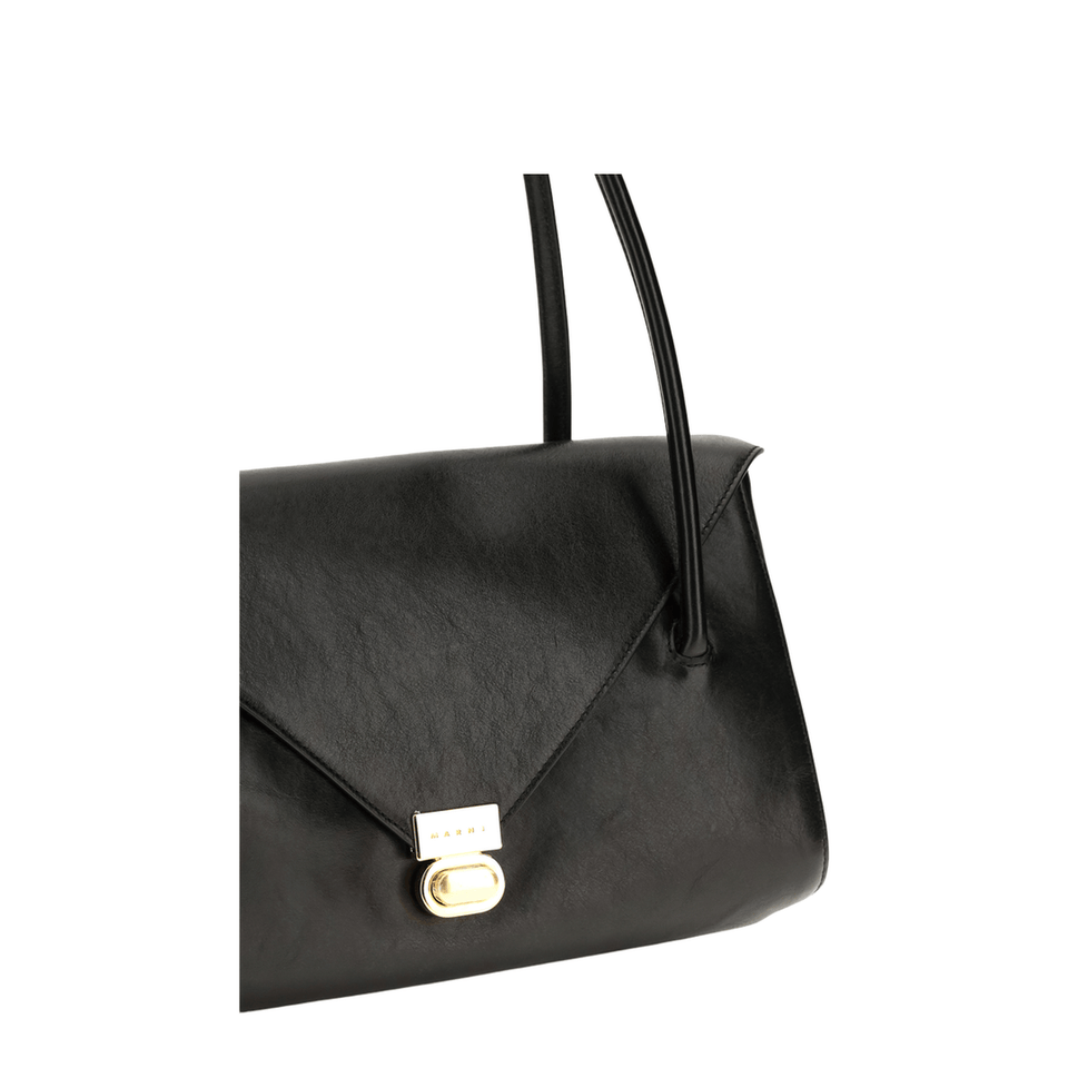 Marni East West Calf Leather Shoulder Bag - Black
