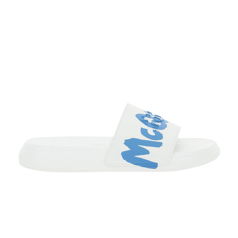 Alexander McQueen Rubber Pool Slide Graffiti - White Lake Blue