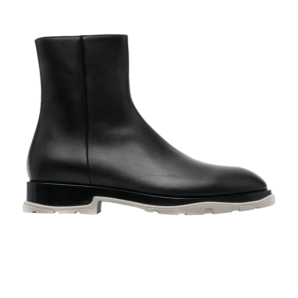 Alexander McQueen Half Leather Boot Black Grey