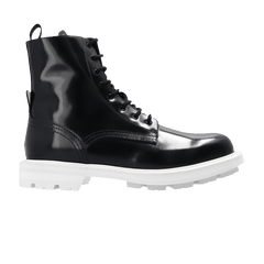 Alexander McQueen Combat Boot Black White