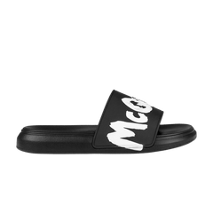 Alexander McQueen Wmns Rubber Pool Slide 'Graffiti Logo - Black White'