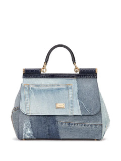 large Sicily patchwork denim shoulder bag