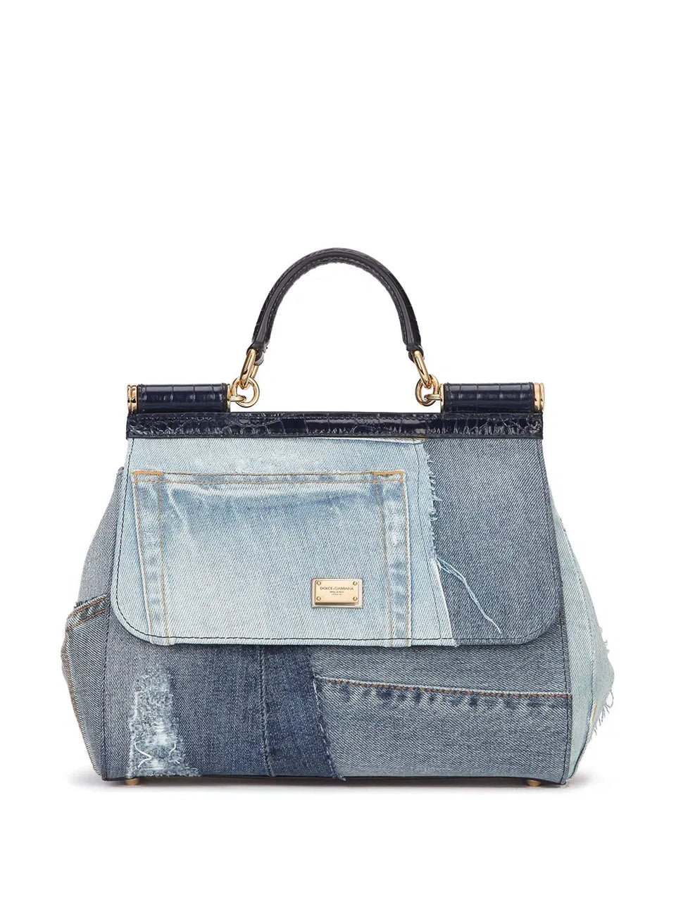 large Sicily patchwork denim shoulder bag
