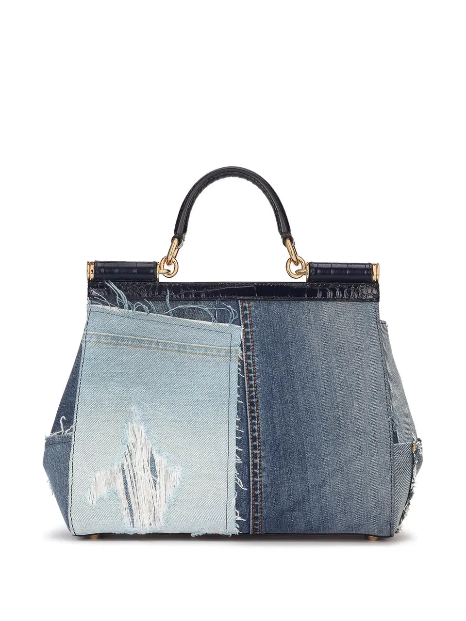 large Sicily patchwork denim shoulder bag