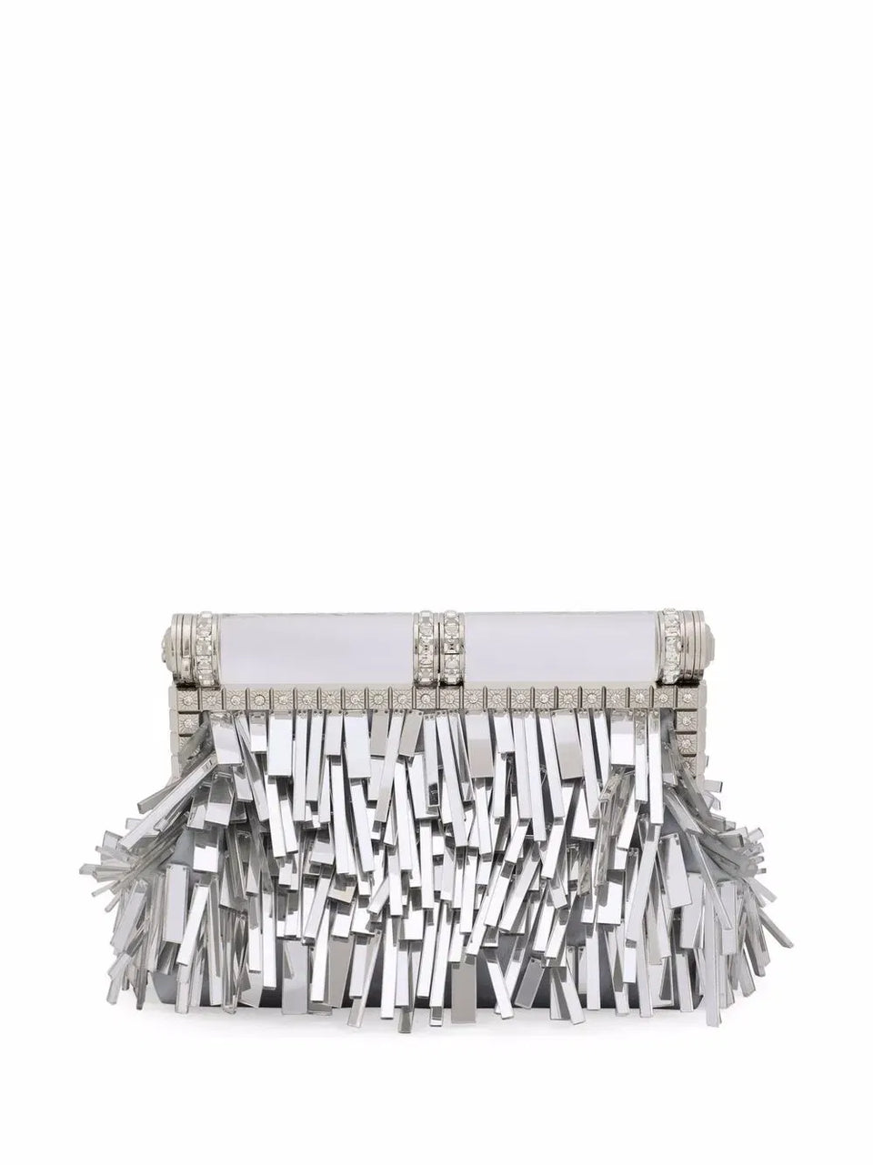 fringed leather clutch bag