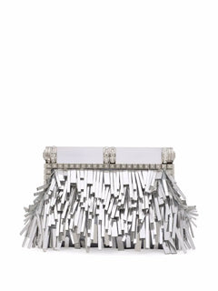 fringed leather clutch bag