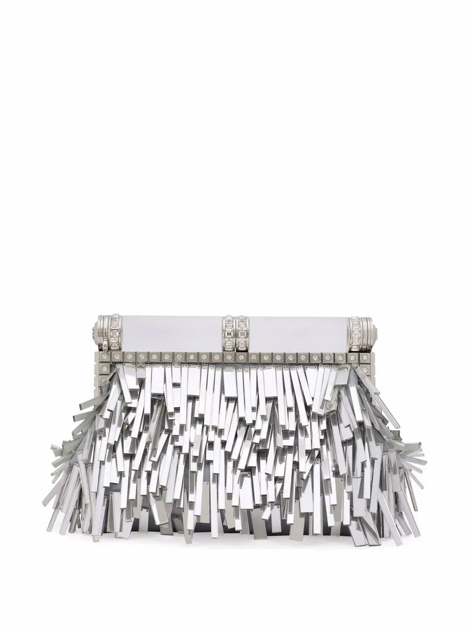 fringed leather clutch bag