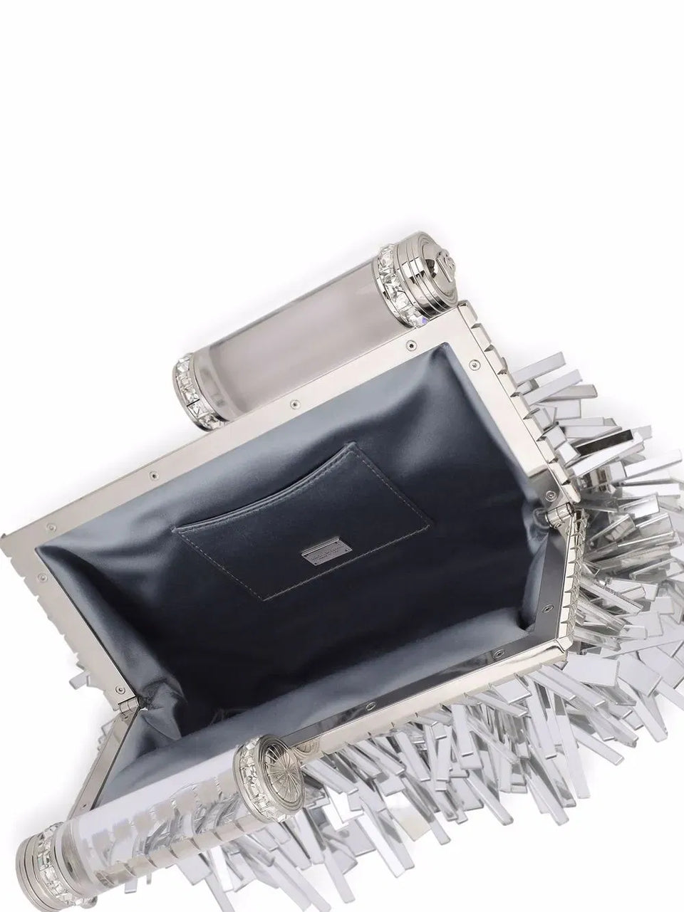 fringed leather clutch bag