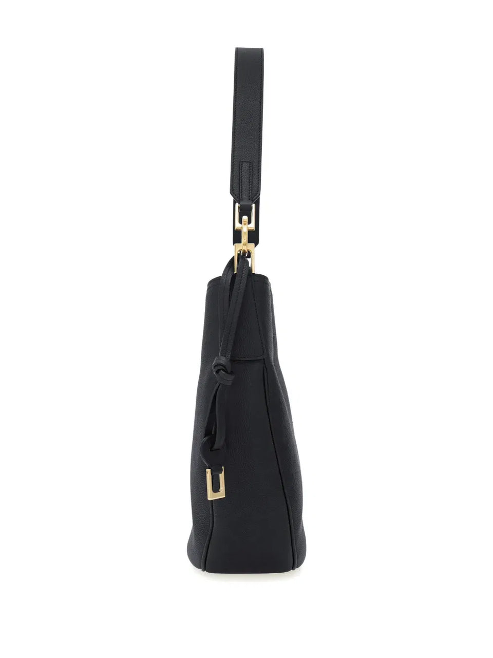 North-South leather shoulder bag