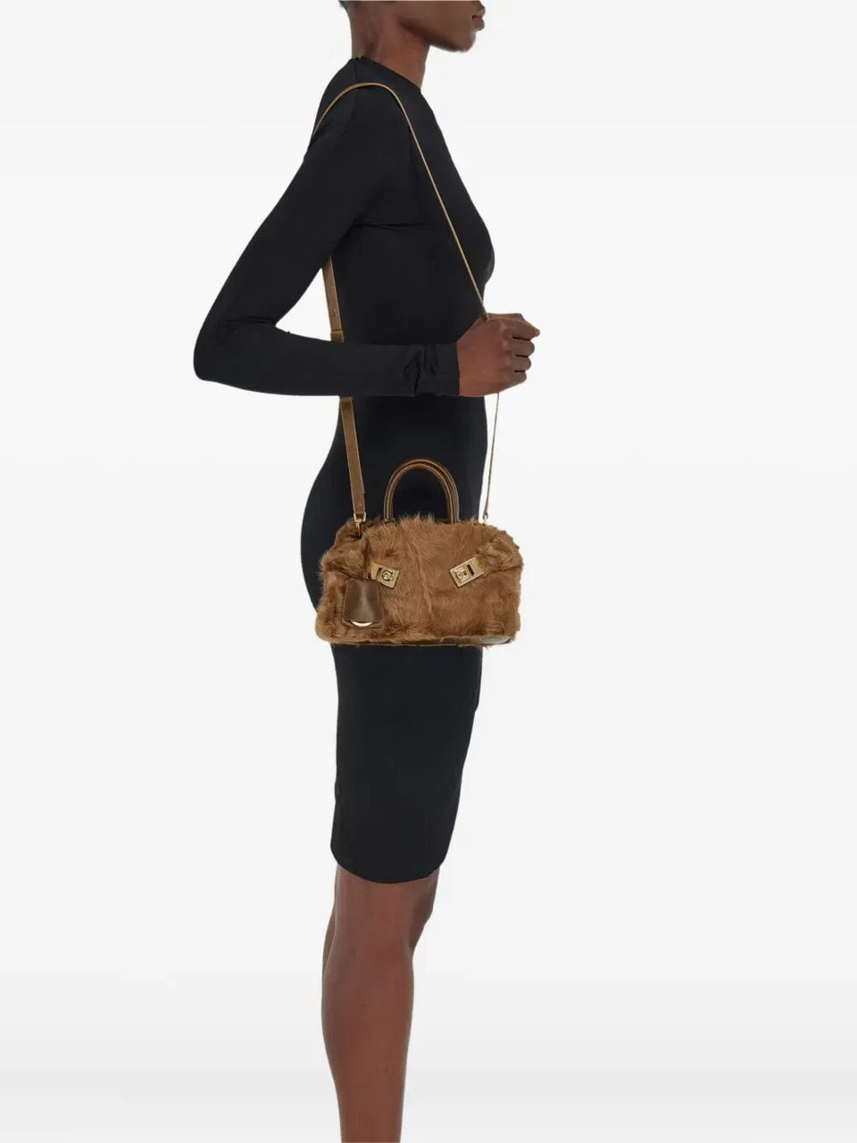 mini Hug shearling buckle cross body bag