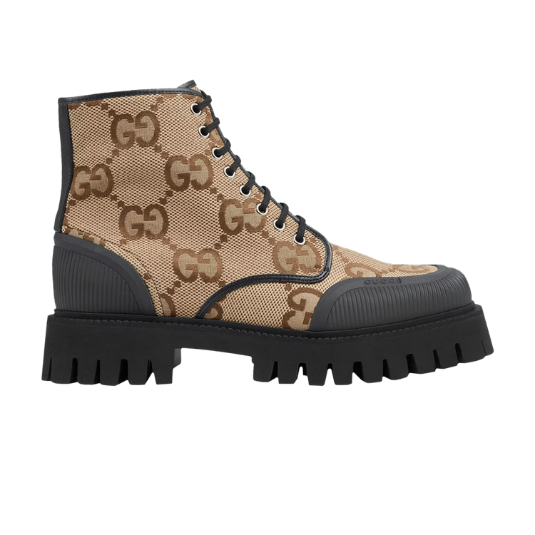 Gucci Lace Up Boot Maxi GG - Camel
