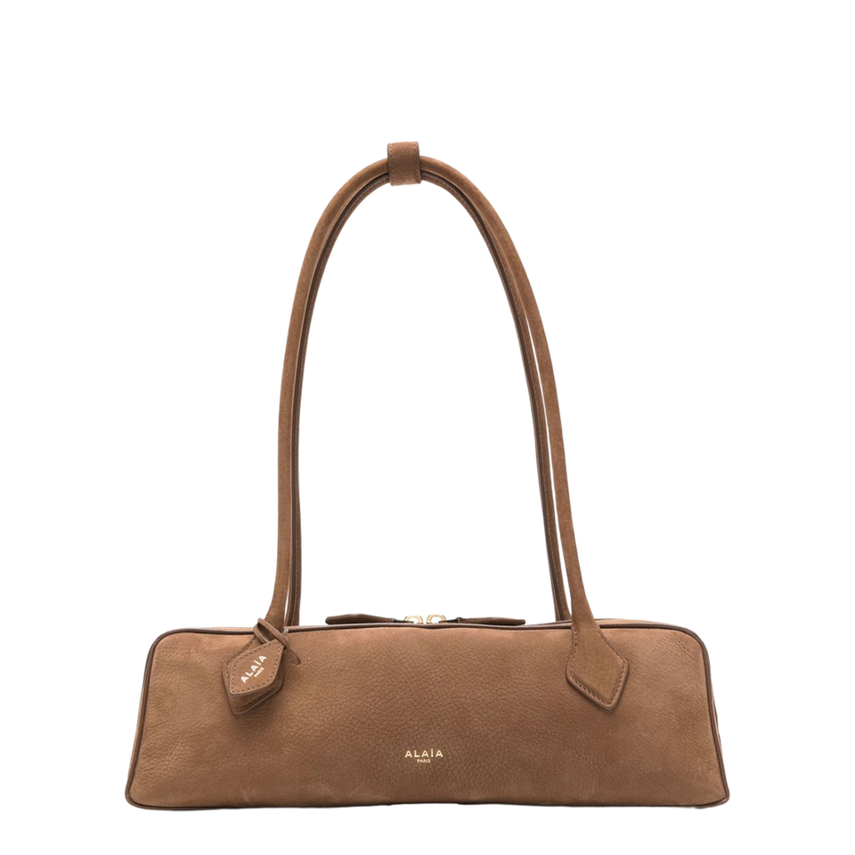 Alaia Le Teckel Medium Suede Shoulder Bag - Terre d'ombre / Foliage brown
