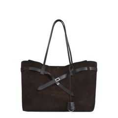 Balenciaga Bel Air Large Waxed Suede Calfskin Tote Bag - Light Espresso