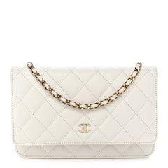 Chanel Caviar Quilted Wallet on Chain WOC White