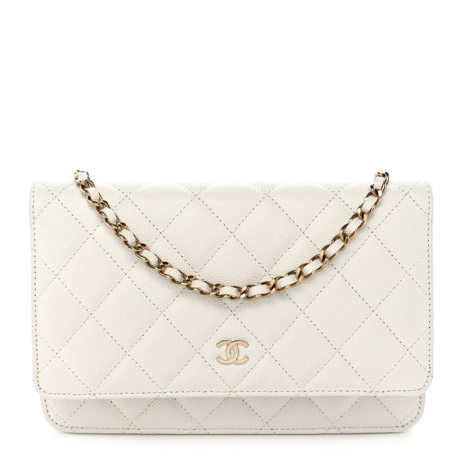 Chanel Caviar Quilted Wallet on Chain WOC White
