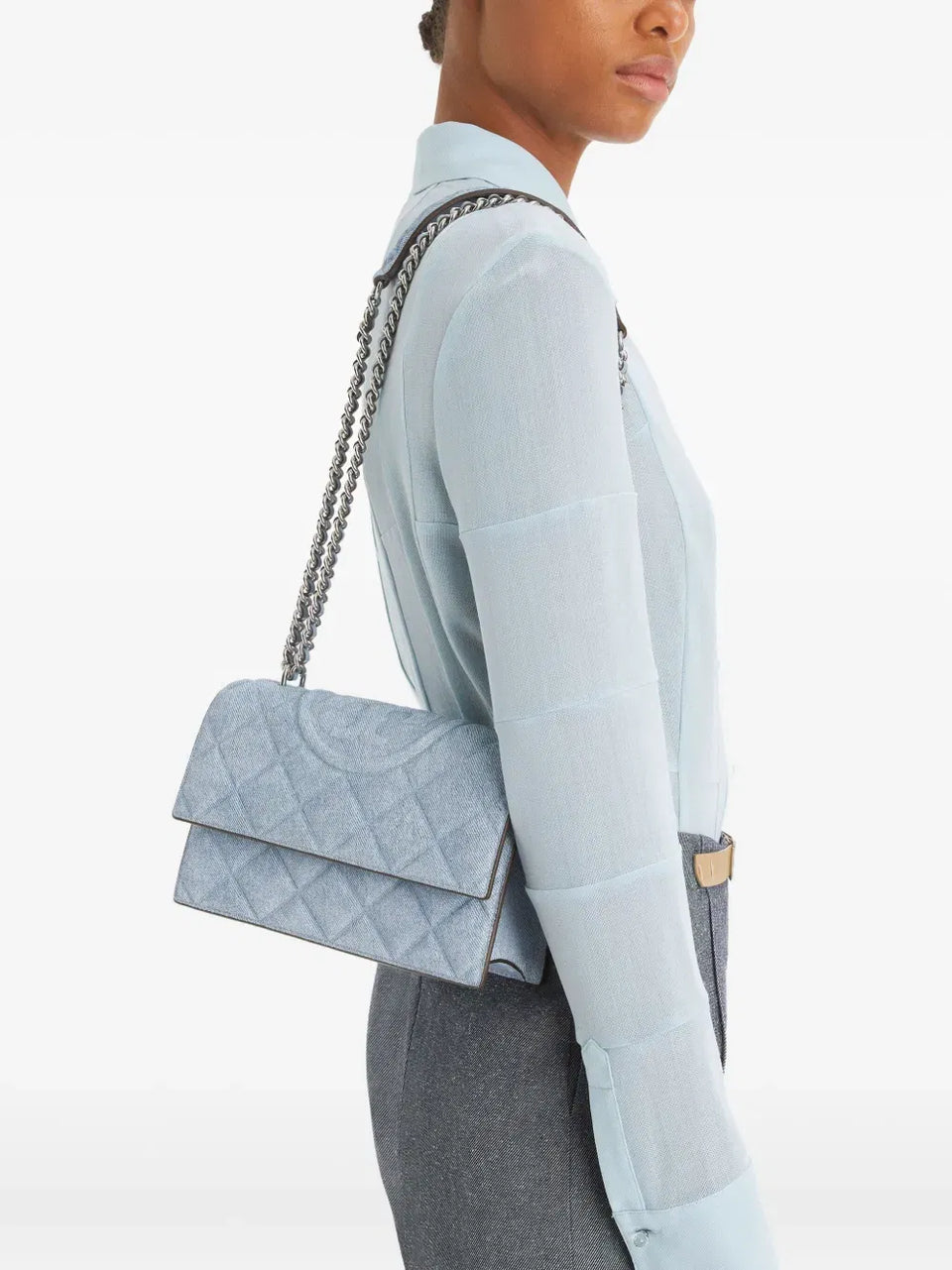 small Fleming denim convertible shoulder bag